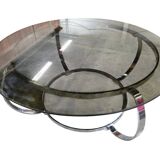 Table basse vintage chromée / table basse avec verre fumé