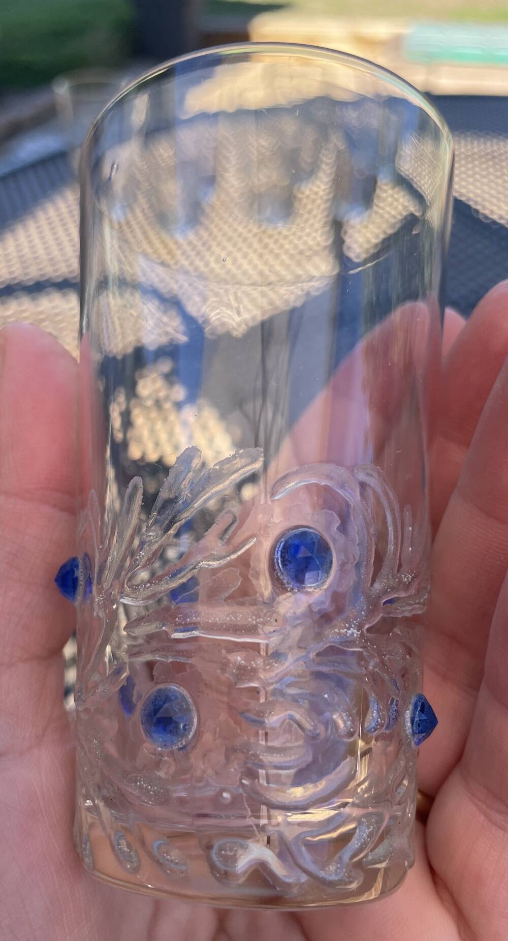 6 gobelets en verre avec des cabochons de couleur porto limoncello