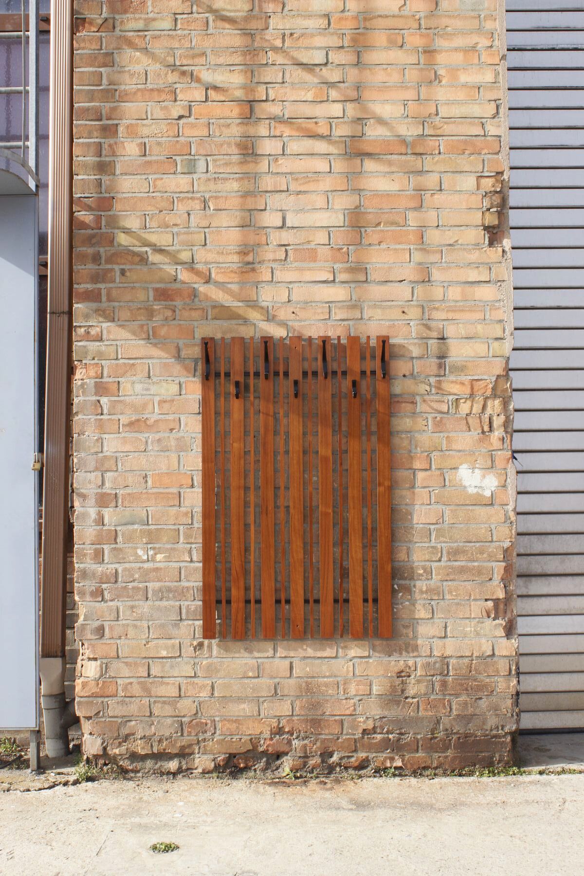 Vintage wall dressing coat hanger in Teck and Steel, Denmark, 1950s