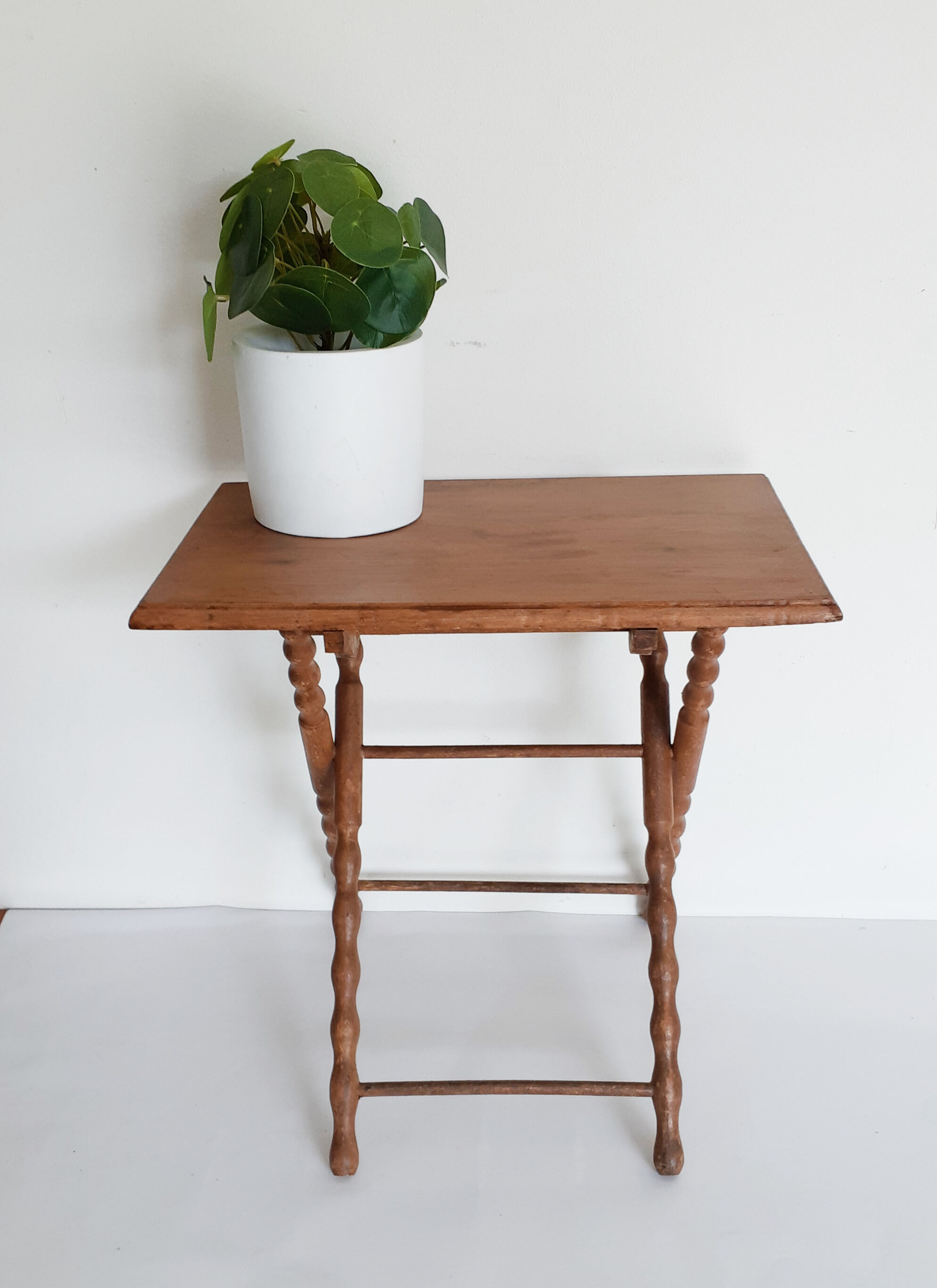 Folding wooden table plant holder, end of sofa, vintage French