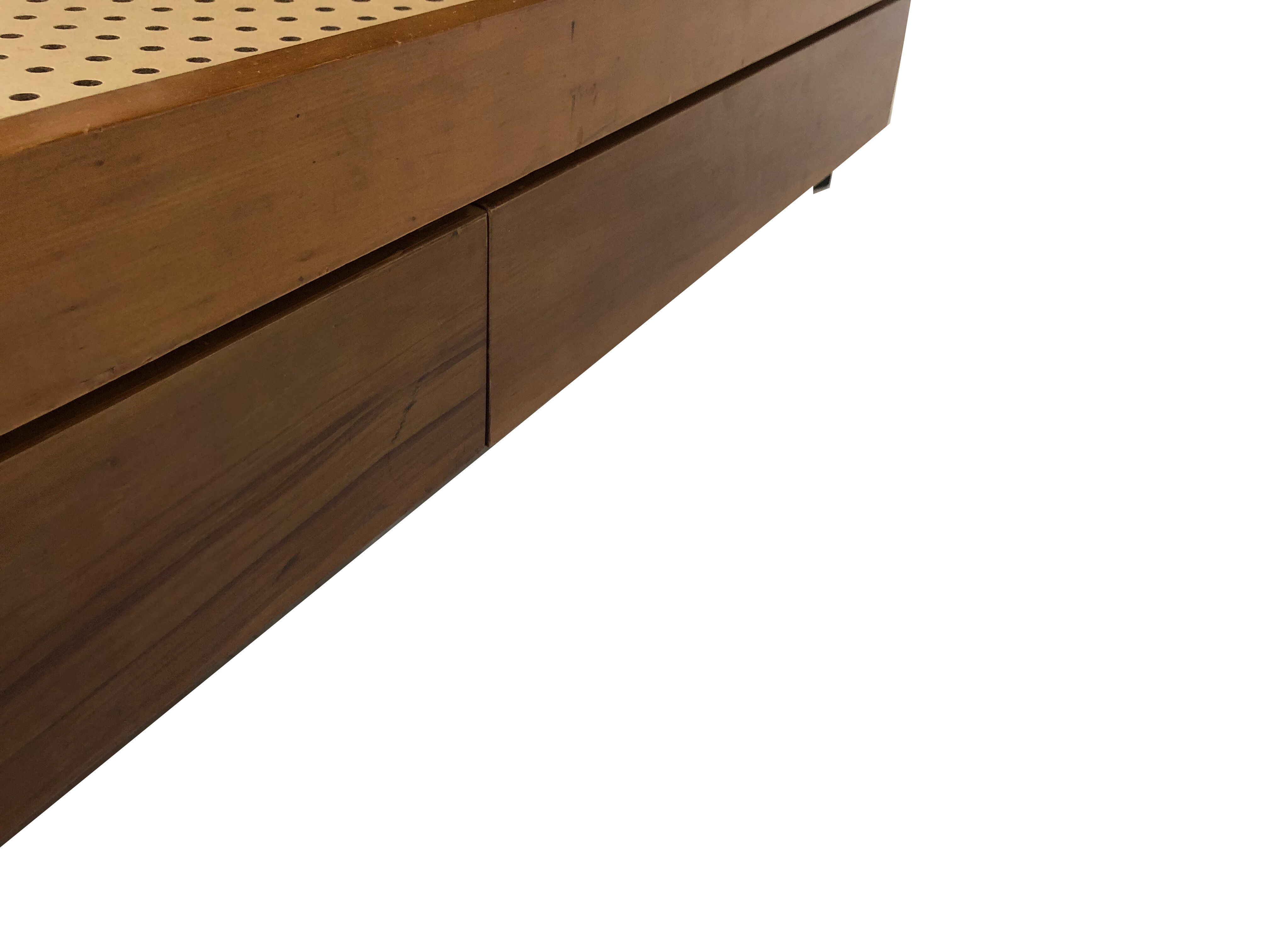 Vintage wooden bed with drawers, Netherlands, 1960
