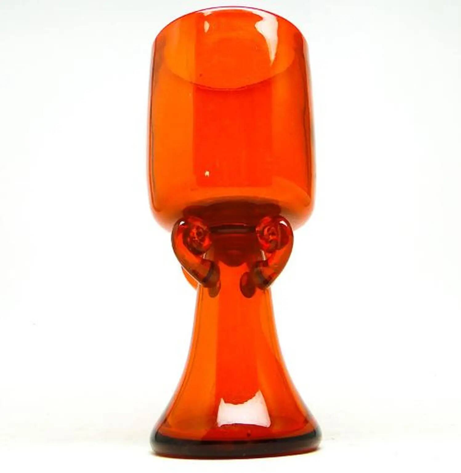 Krakow goblet, mid-century modern, red glass, designed by J. Słuczan-Orkusz, Poland, 1970s