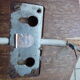 Pair of vintage Philips wood and opaline wall lamps