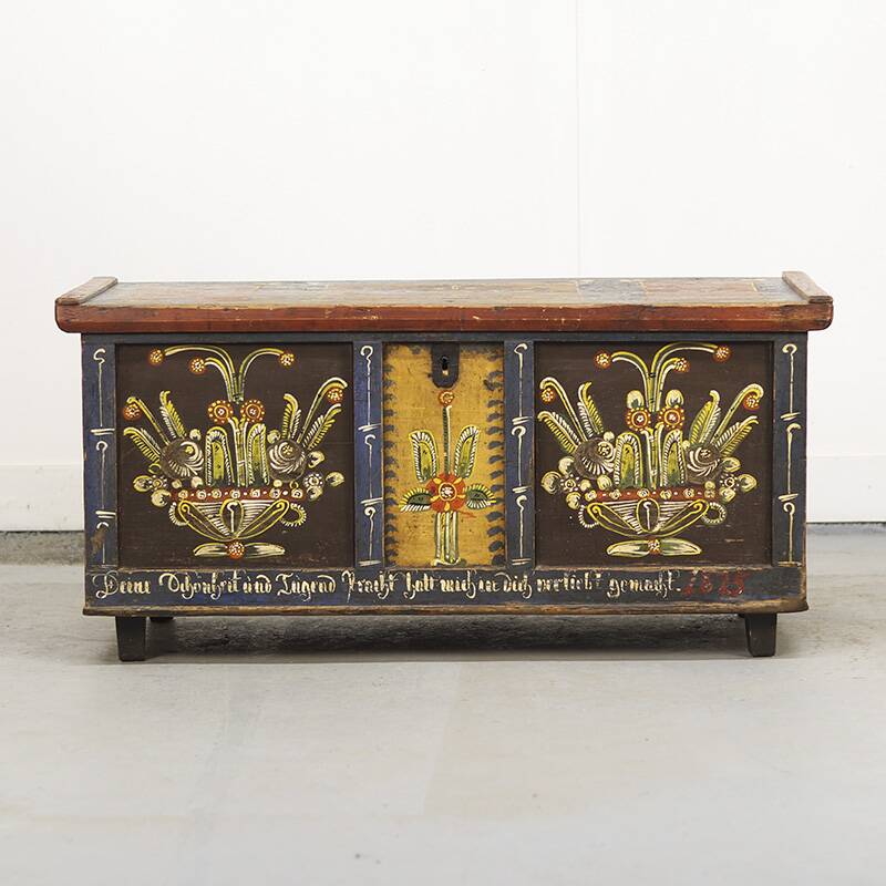 Painted Folk Art Bridal Chest 1825