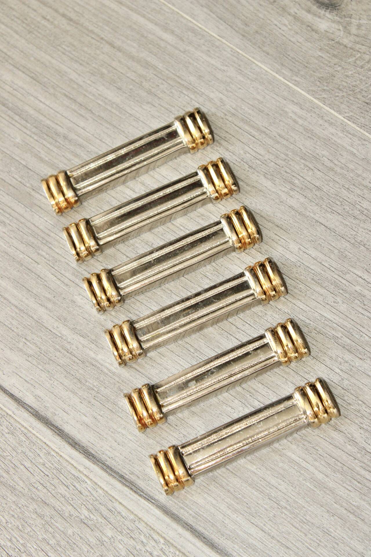 Vintage ribbed silver-plated knife rests Lancel Paris x 6