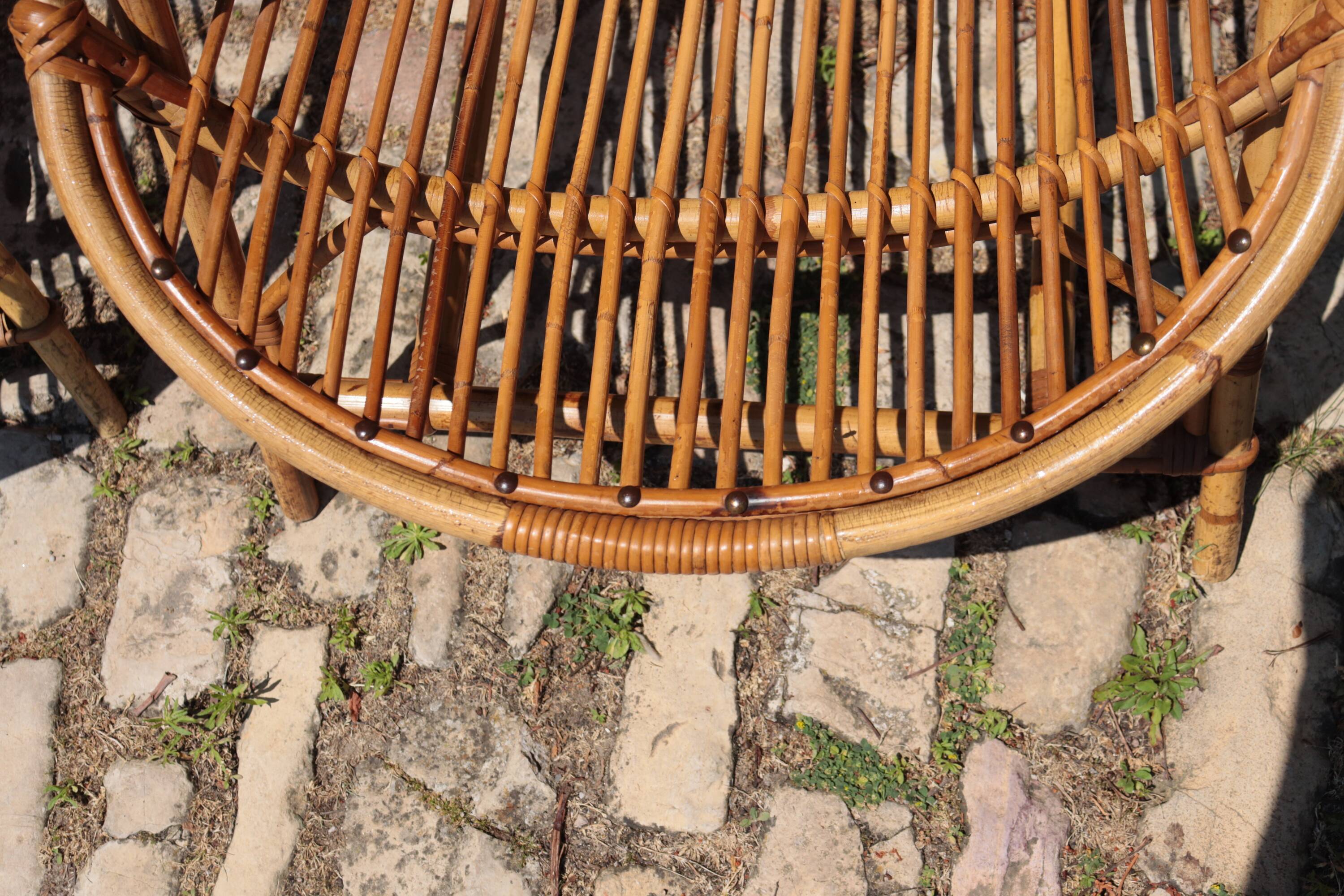 Pair of rattan armchairs Audoux-Minnet style