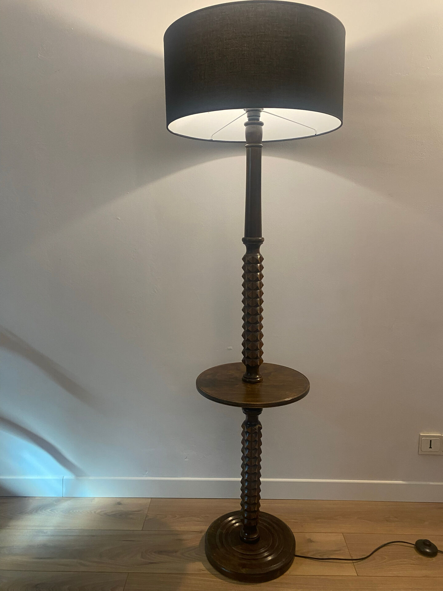 Charles Dudouyt solid oak reading lamp