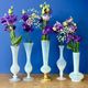 Set of 5 soliflores or antique vases in white opaline and brass.