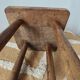 Brutalist stool with backrest in solid oak, origin Netherlands