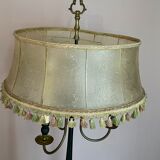 Vintage floor lamp in black and gold metal with lampshades