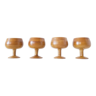 Set of ceramic stemmed glasses 1970