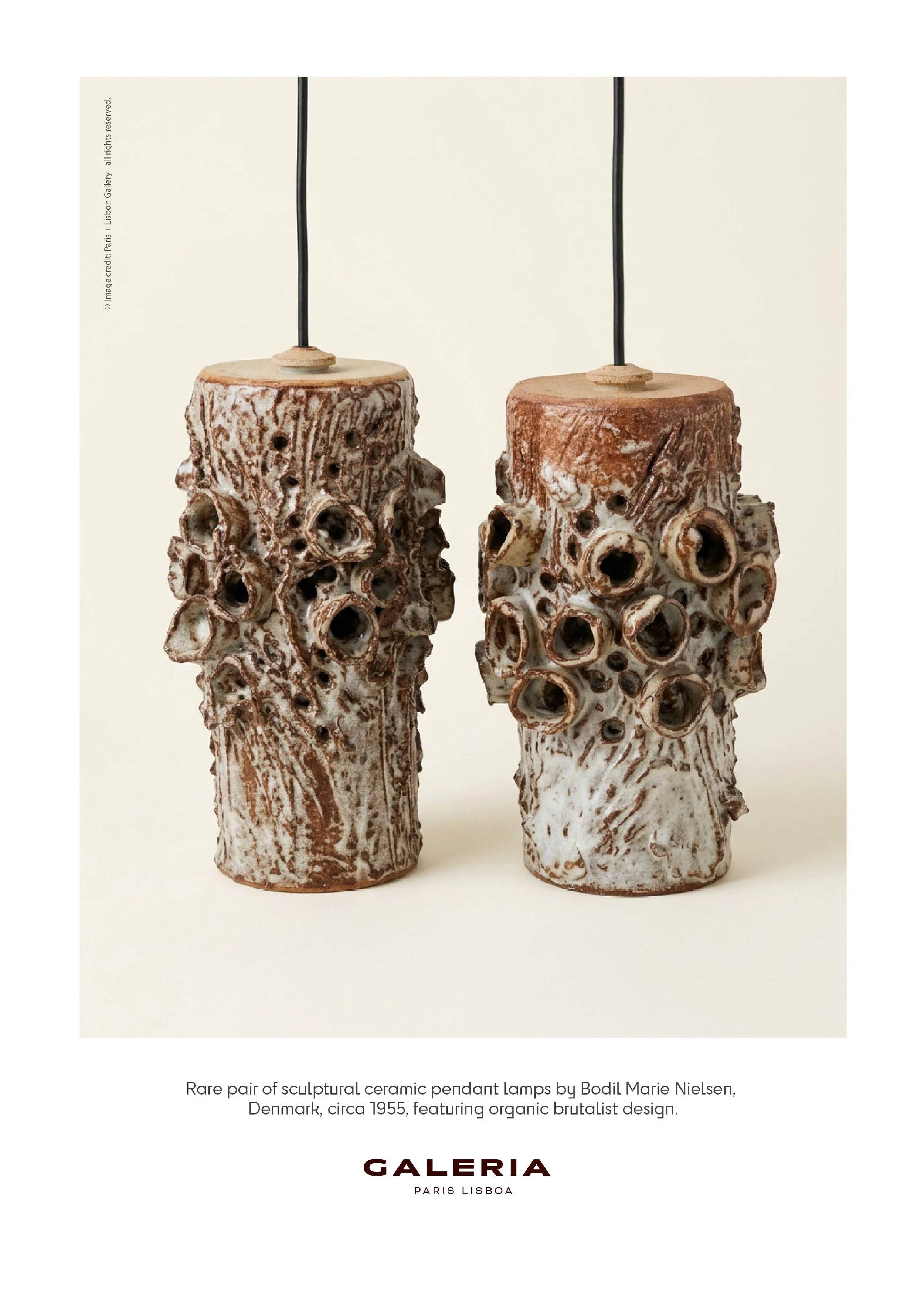 Pair of ceramic pendants by Bodil Marie Nielsen, Denmark, 1950s