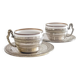 Victorian Alpaca Silver Tea or Coffee Pair of Cups and Plates, England 19th C.
