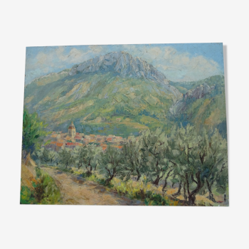 Tableau Paysage de Provence Buis les Baronnies Aldo Morganti