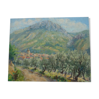 Painting Landscape of Provence Buis les Baronnies Aldo Morganti