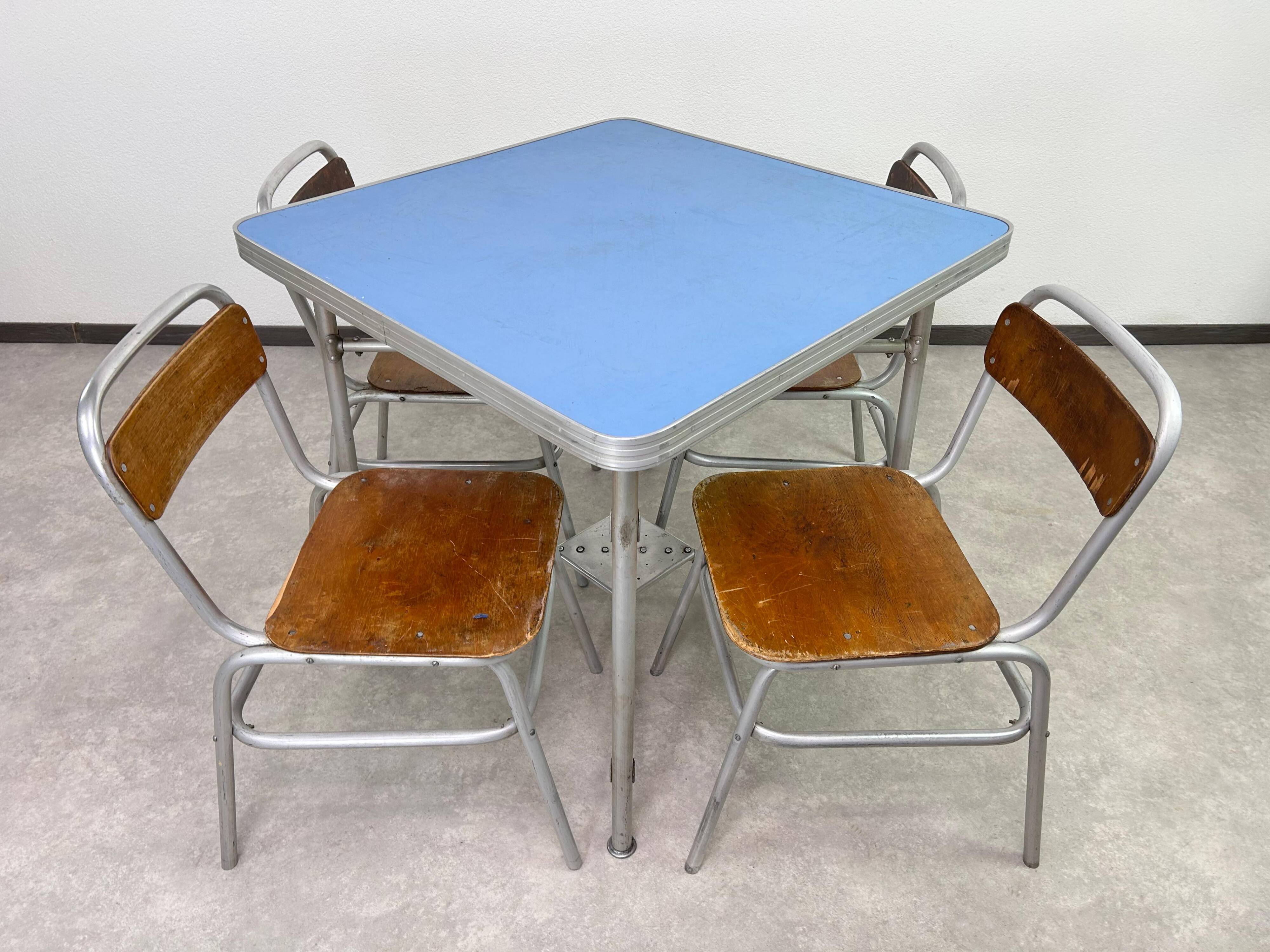 Vintage aluminium dining set