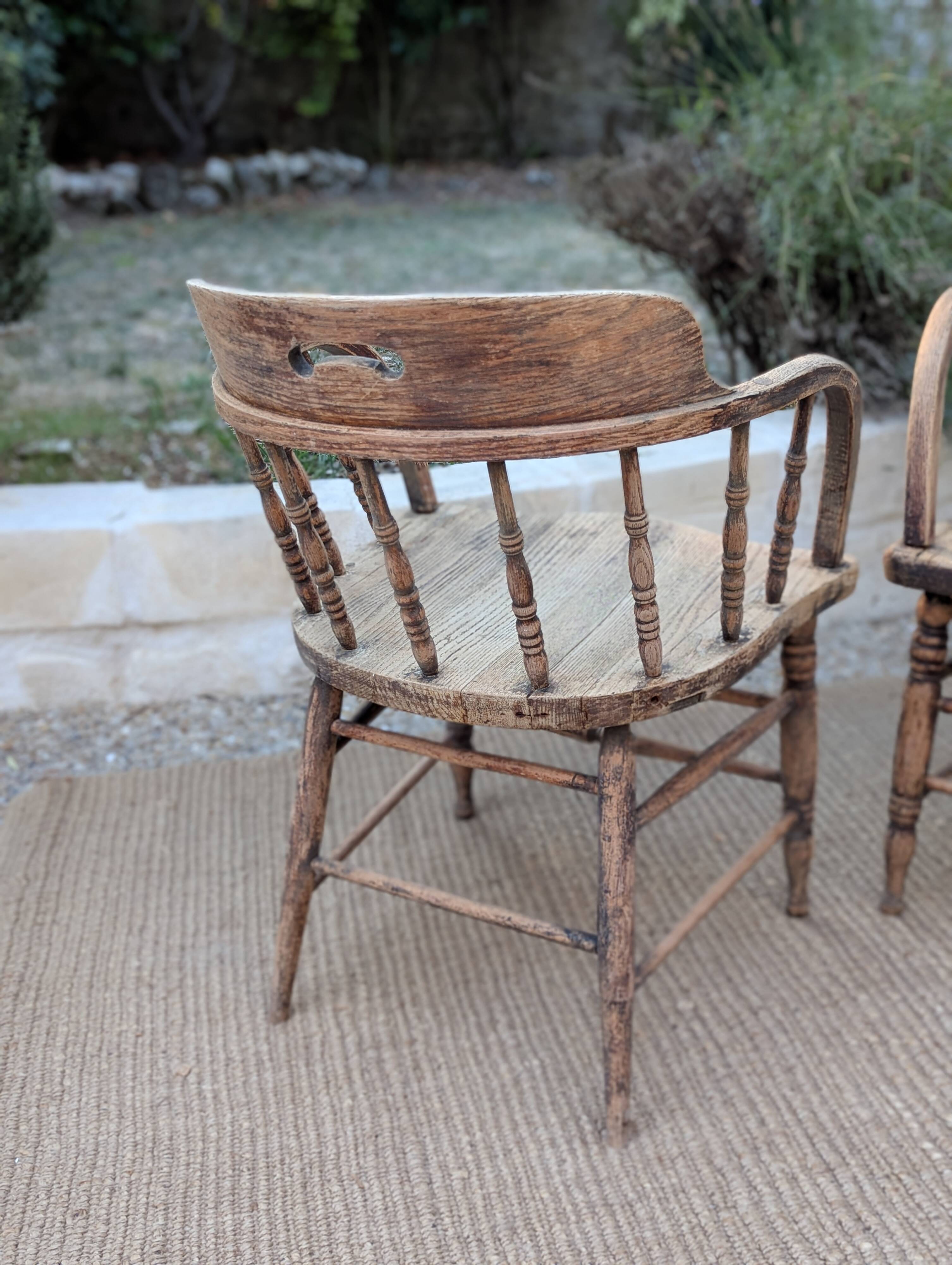Pair of English captain's armchairs