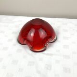 Cendrier vintage en verre massif rouge style Murano