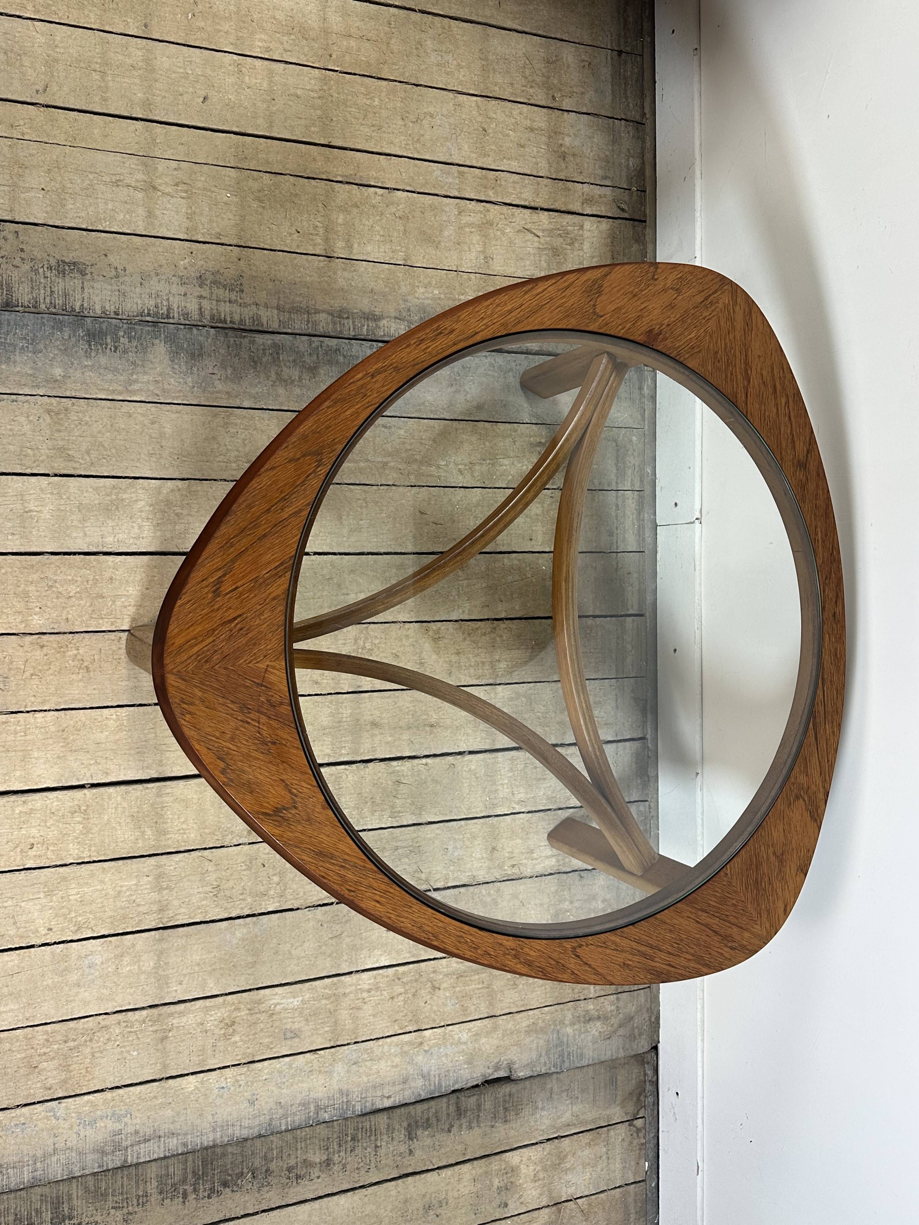 Tricester coffee table by Nathan in teak and glass 1970