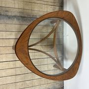 Table basse Tricester par Nathan en teck et vitré 1970