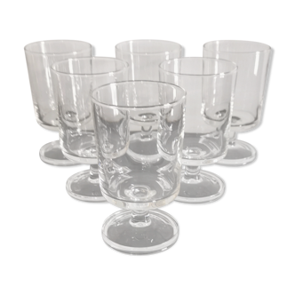 Set of 6 vintage transparent Luminarc cavalier wine glasses