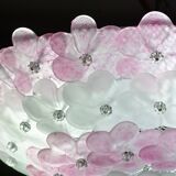 Elegant Murano ceiling light pink flower by Seguso for Venini, Italy
