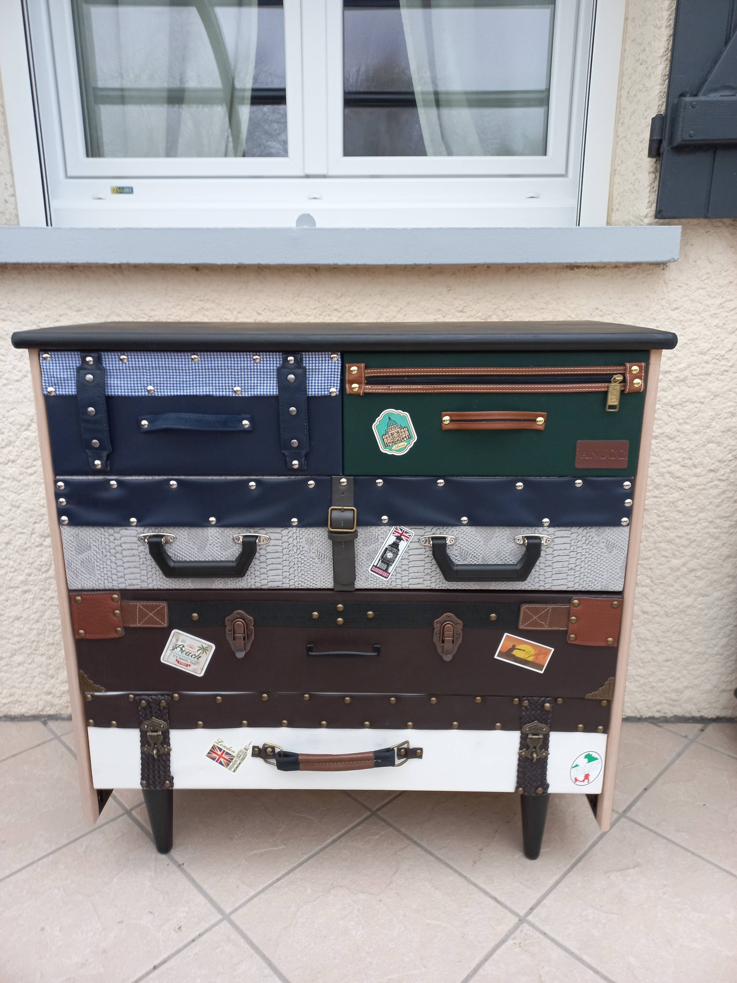 Chest of drawers restyled in suitcases