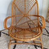 Fauteuil rotin années 60