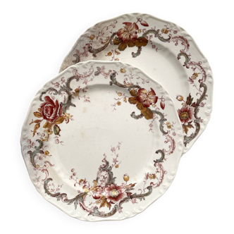 2 assiettes plates terre de fer polychrome "Wentworth" Emile Bourgeois