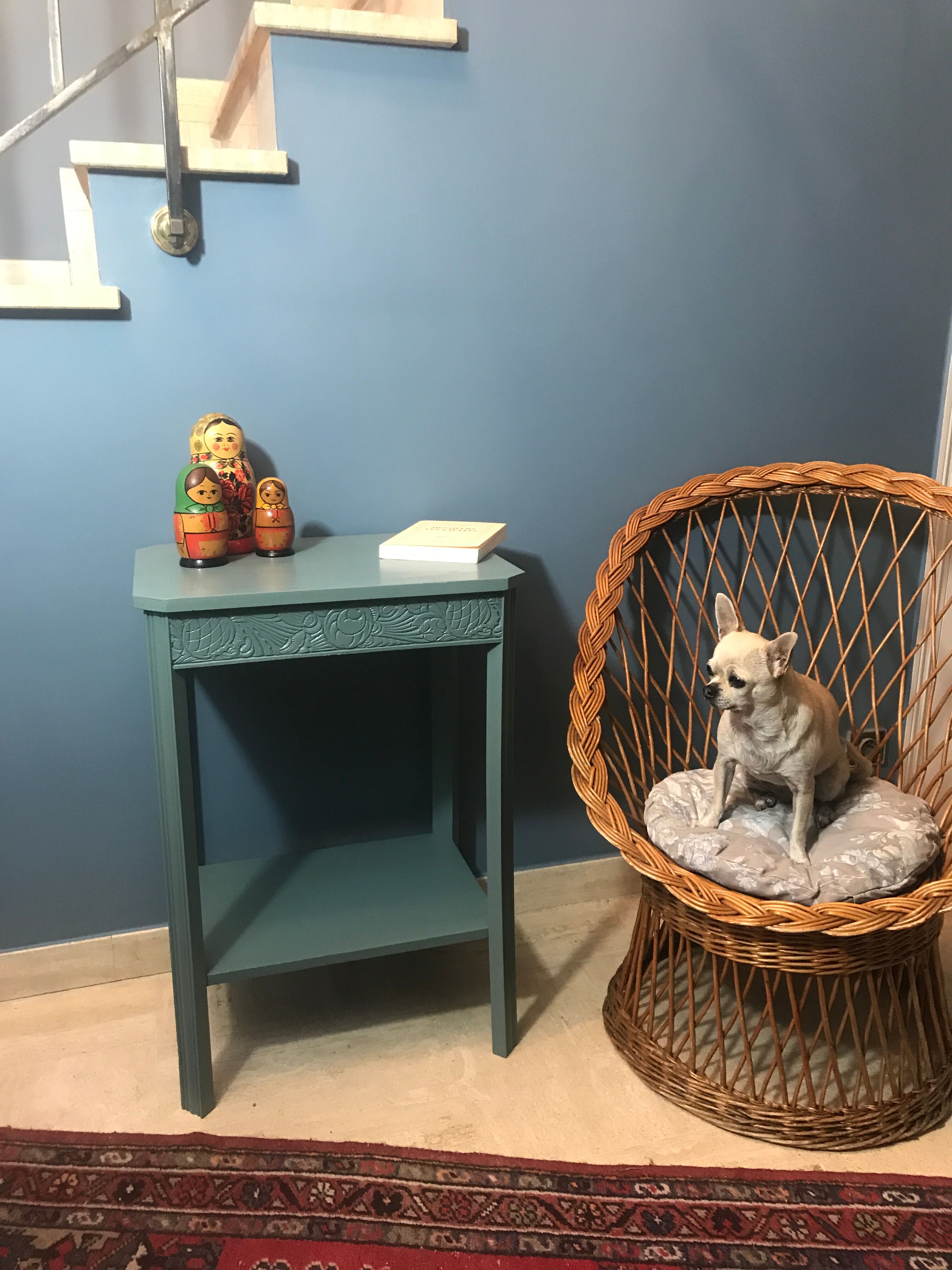 Blue/green art deco side table