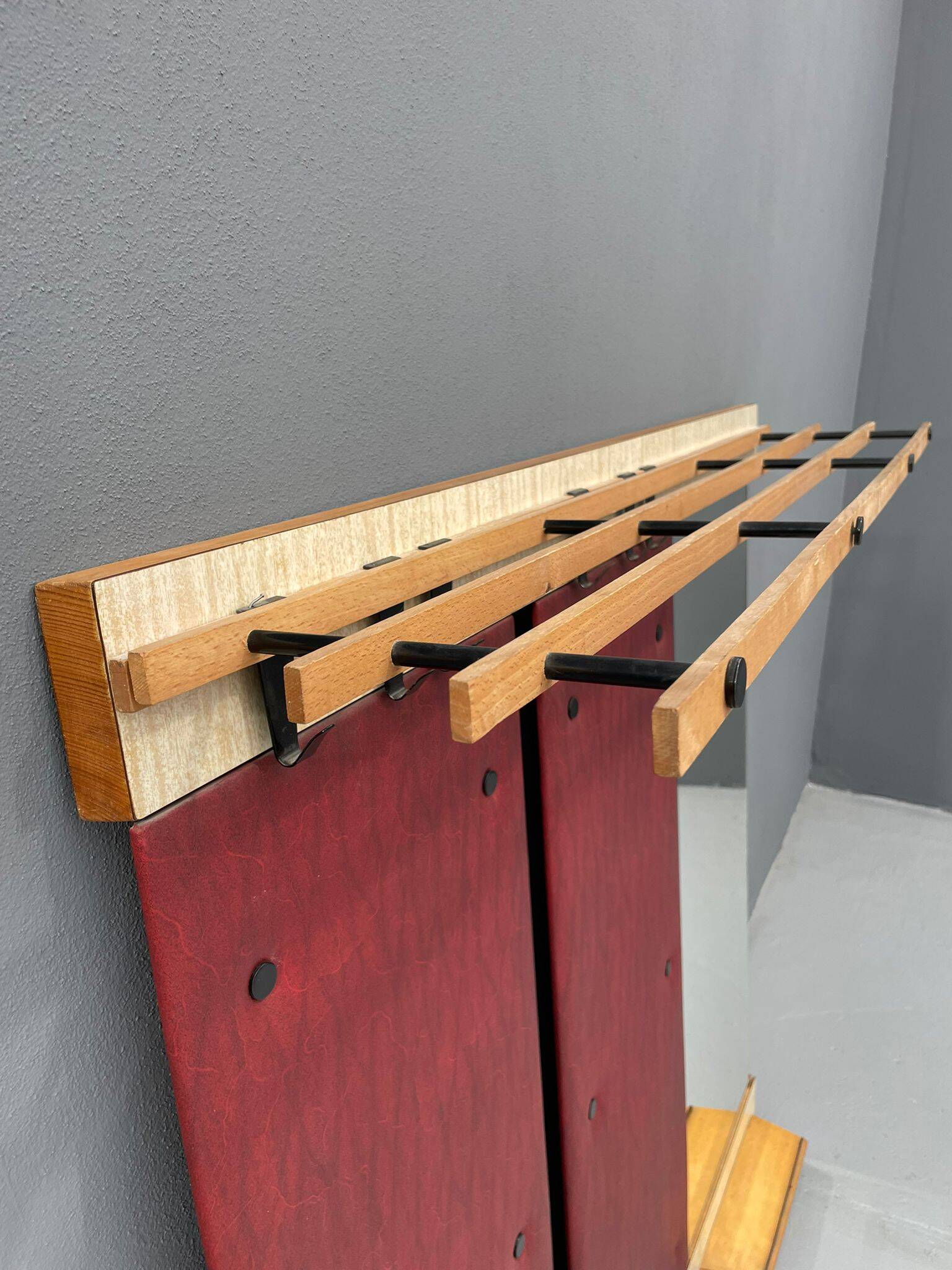 Vintage Wall-Mounted Hallway Panel with Hooks, Mirror & Shelf, 1960s