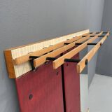 Vintage Wall-Mounted Hallway Panel with Hooks, Mirror & Shelf, 1960s