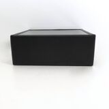 Square Black Leather Coffee Table with Mirrored Top, 1970s