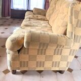 1940s club style 3-seater sofa in checked velvet fabric