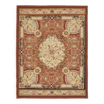 Handmade European Vintage Aubusson Kilim 277 cm x 357 cm