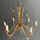 Golden Metal Chandelier with Reed Bouquet Decoration. Coco Chanel Style. Work