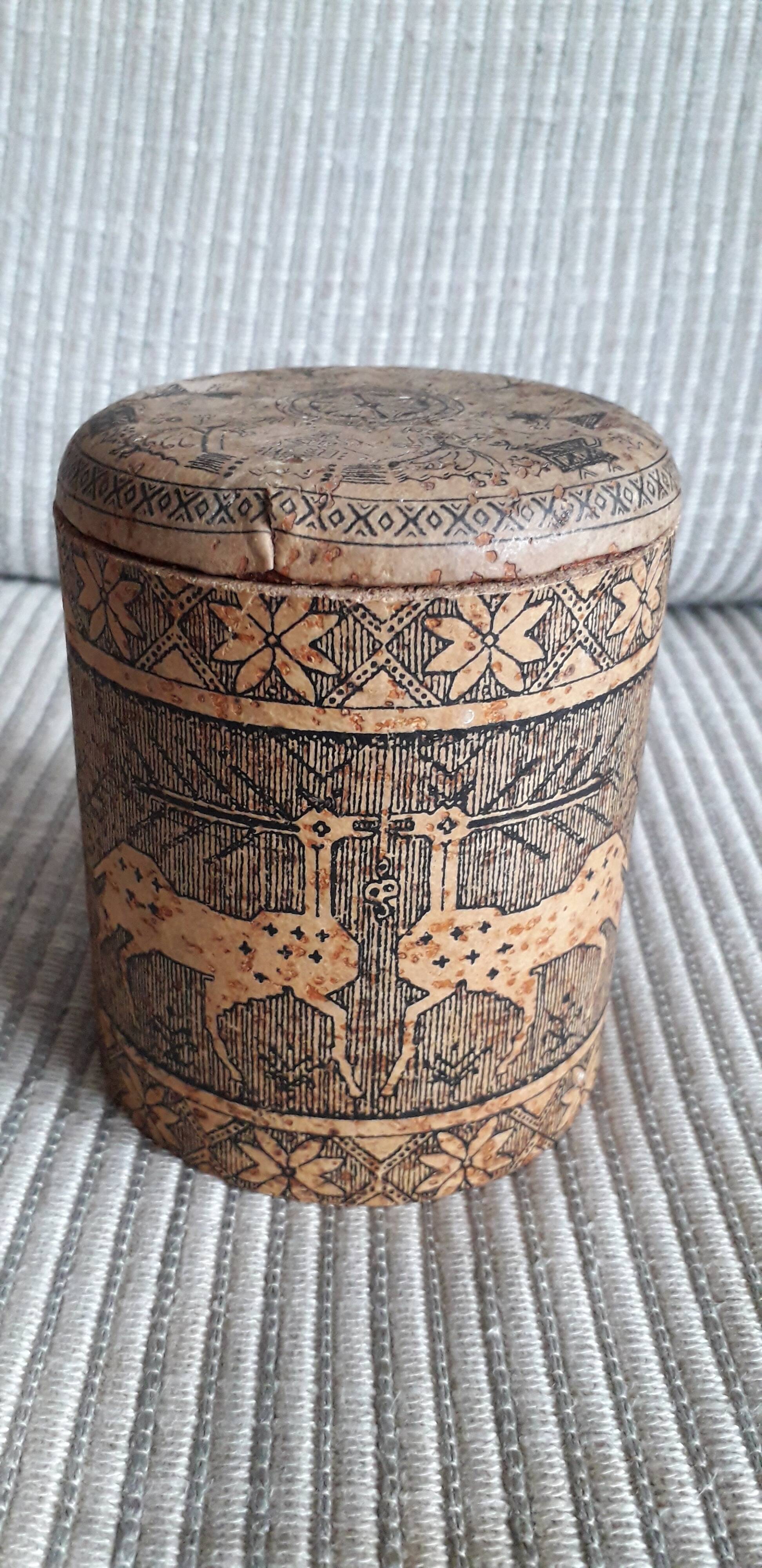 Old engraved cork box