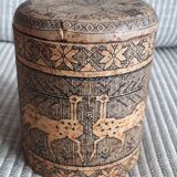 Old engraved cork box