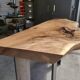 Walnut console with steel legs