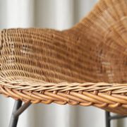 Sculptural lounge chair in rattan and metal, 1960s