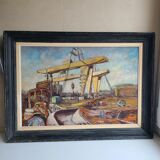 Painting 1965 industrial construction site