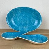 Flat and two Mistral cups by Salins France, blue, 60s