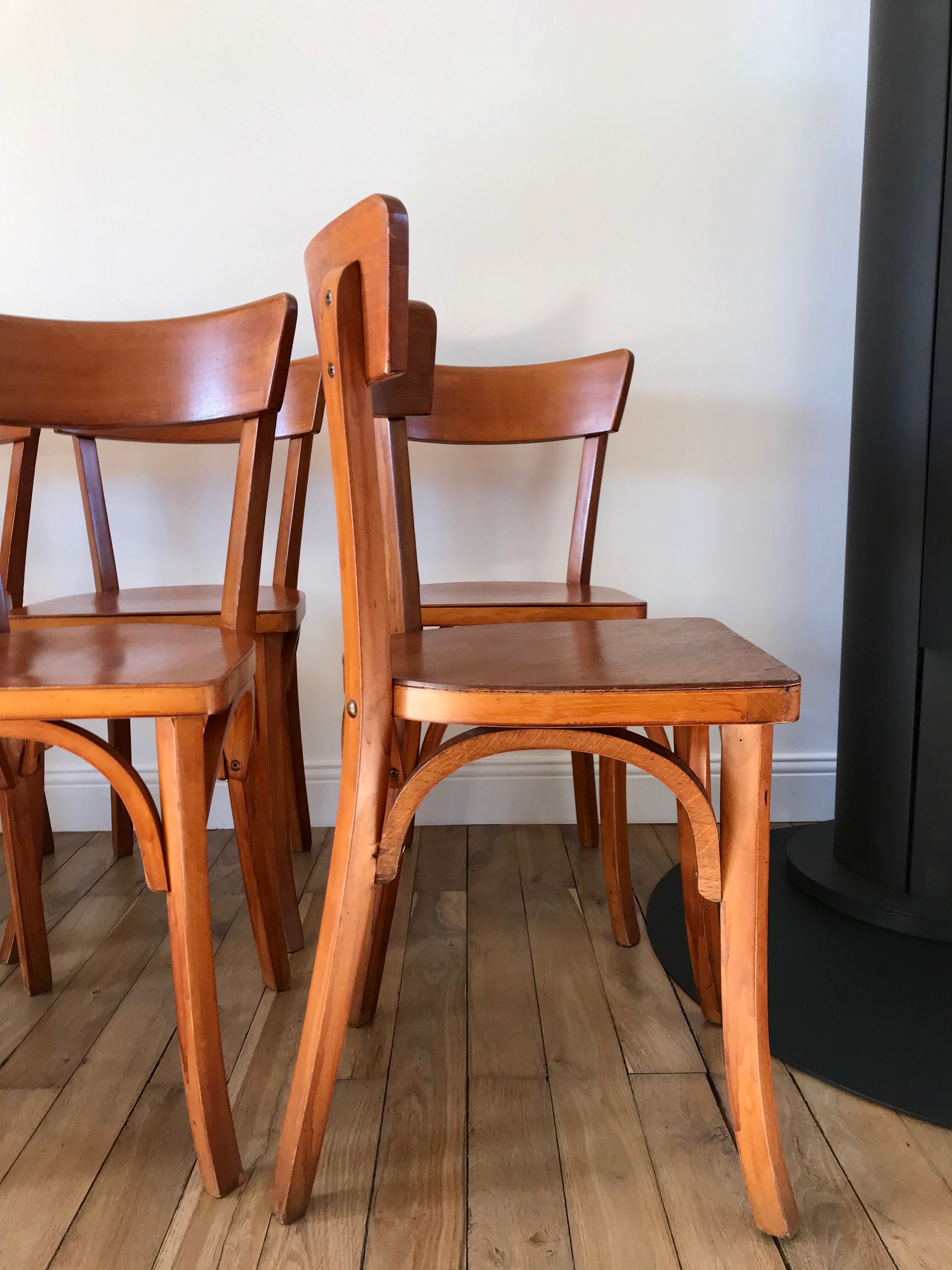 Set of 6 Luterma bistro chairs in beech wood 40-50s