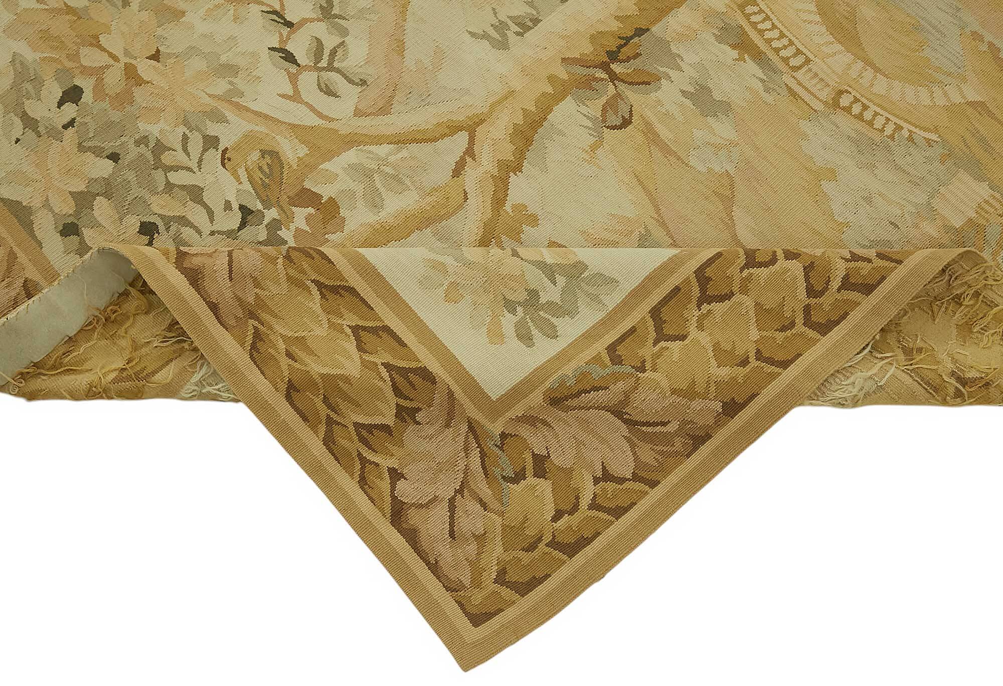 Handmade European Vintage Aubusson Kilim 153 cm x 242 cm