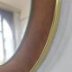 Vintage round mirror in brass and velvet