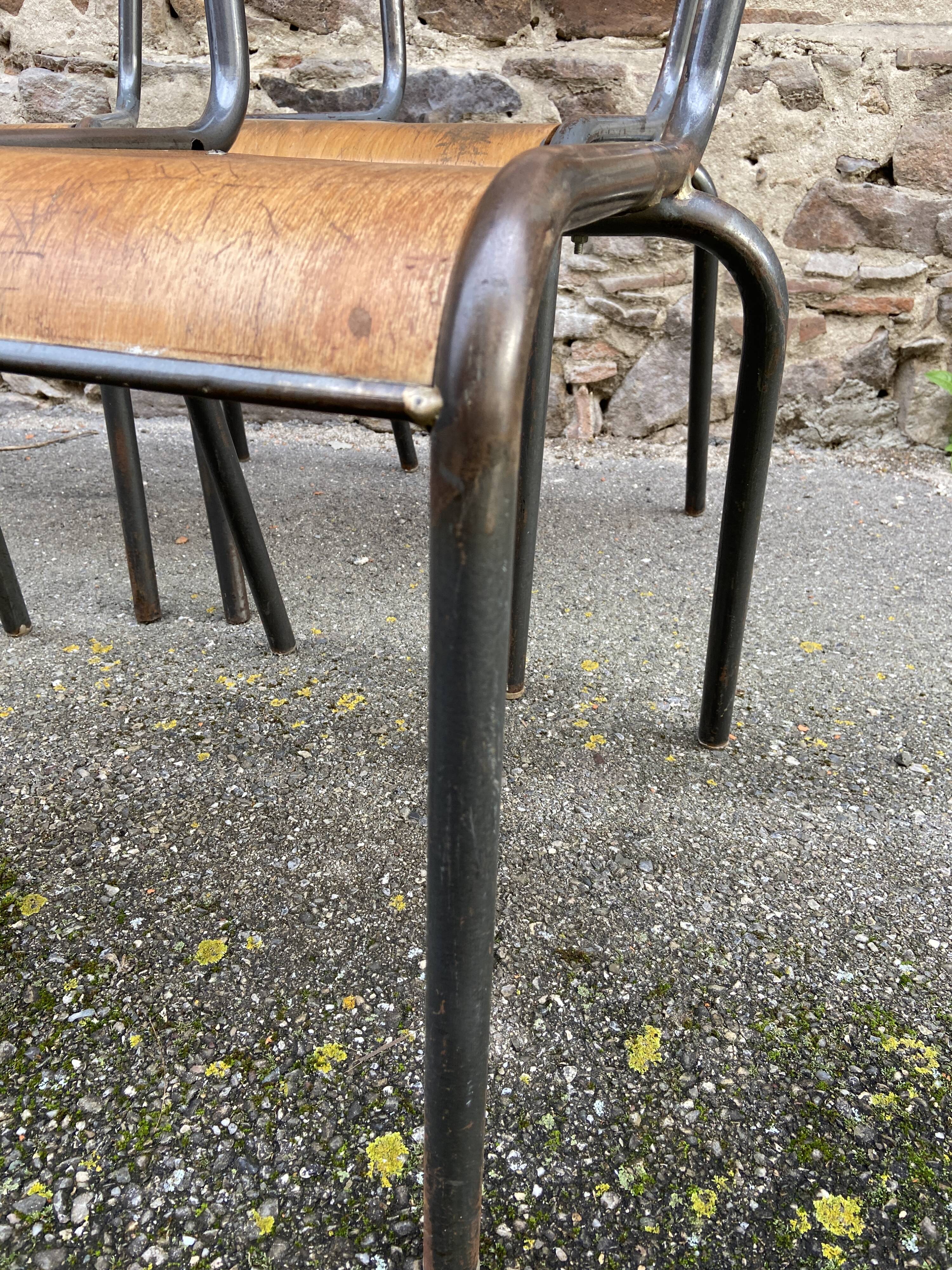 set of 4 industrial school chairs vintage school communities French School chairs Mullca