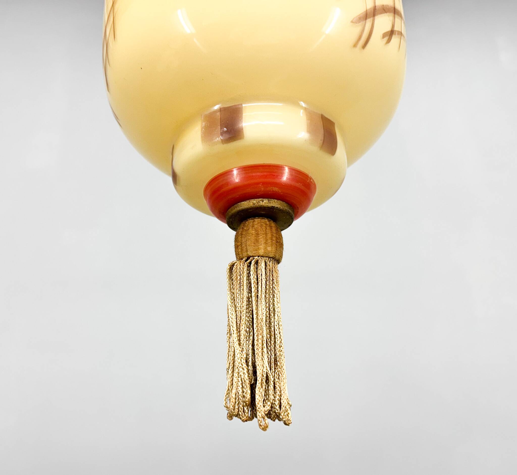Suspension Art Déco peinte à la main, Allemagne, années 1920