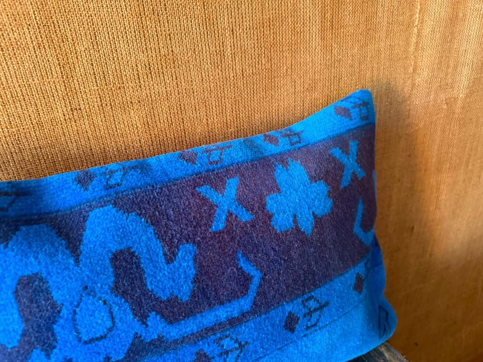 Vintage Turkish Wool Dragon Pillow, Kilim Lumbar Cushion Cover