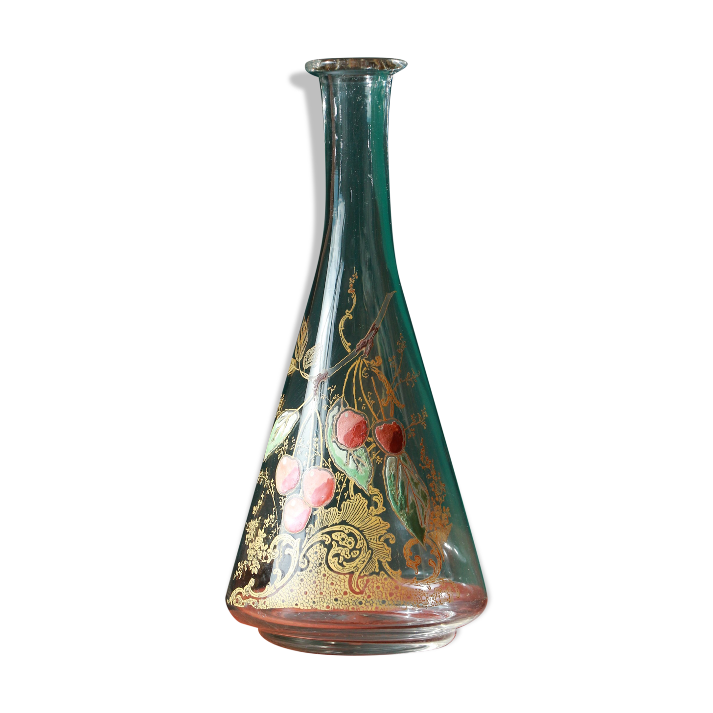 Liquor decanter - cherry decoration - art nouveau - Legras