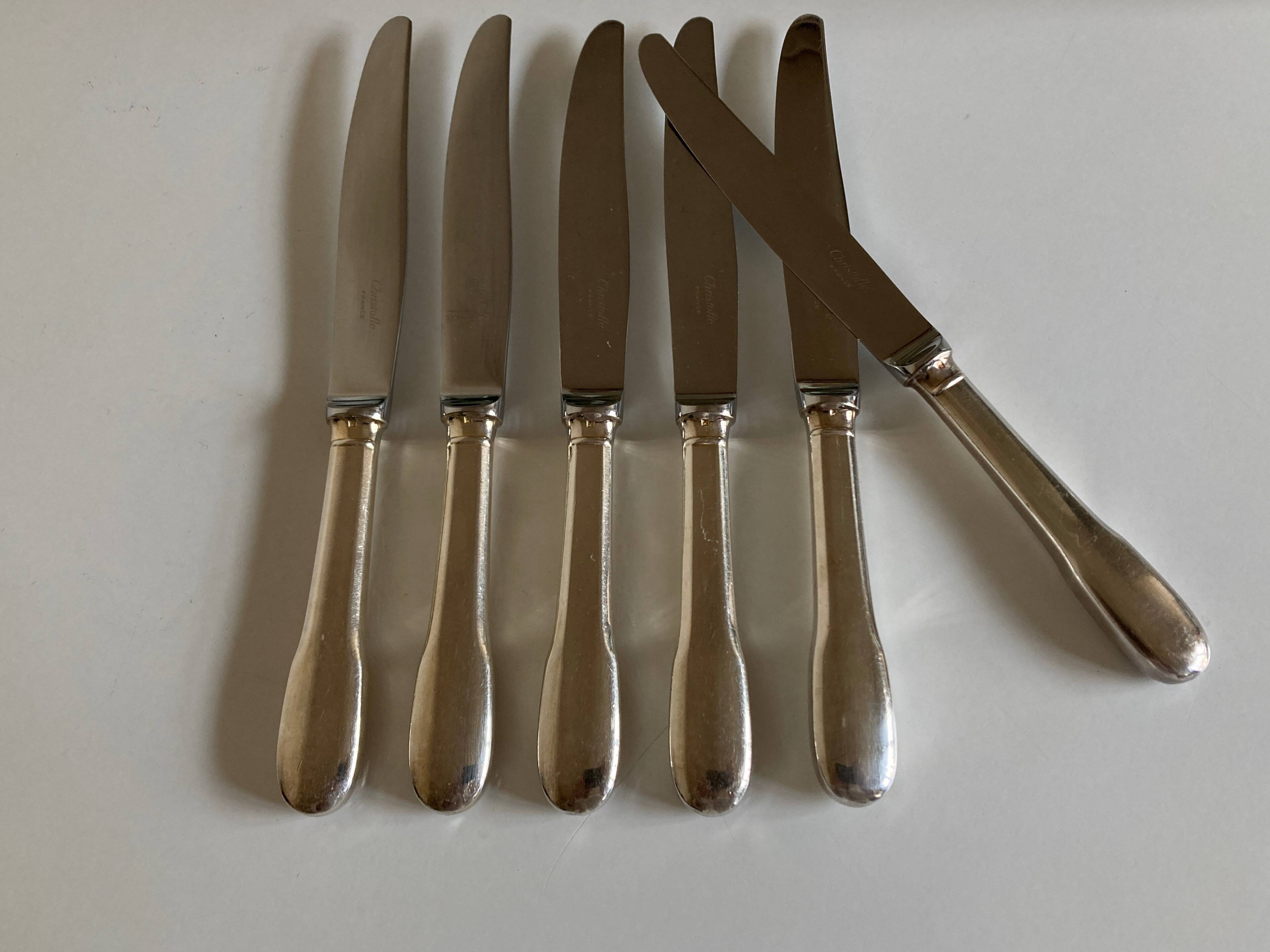 Set of 6 Cluny Vieux Paris knives Christofle